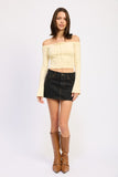 Women’s Off-Shoulder Cropped with Tie Front Crop Top | Zarnesh