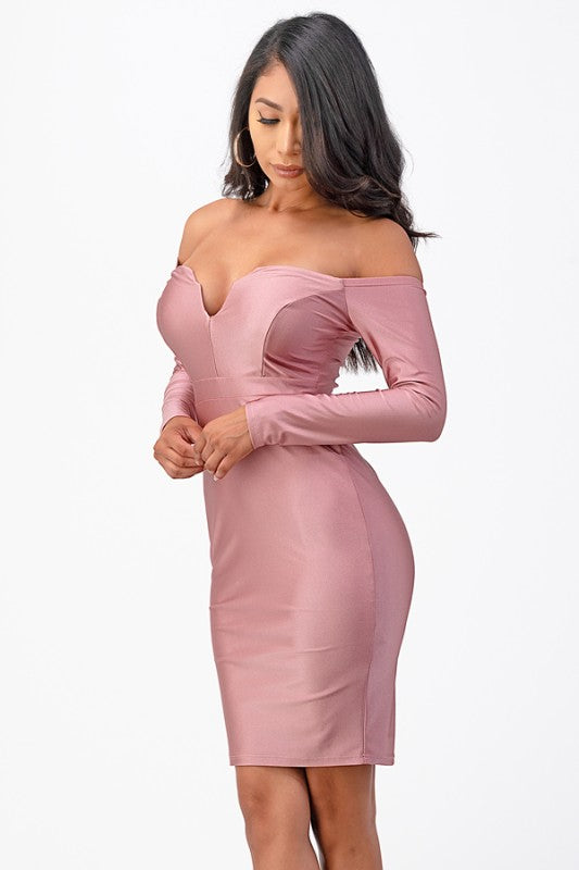 Women’s Off-Shoulder Long Sleeve Bodycon Dress | Zarnesh
