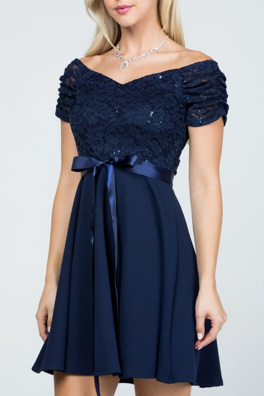 Women's Off Shoulder Flare Mini Party Dress | Zarnesh