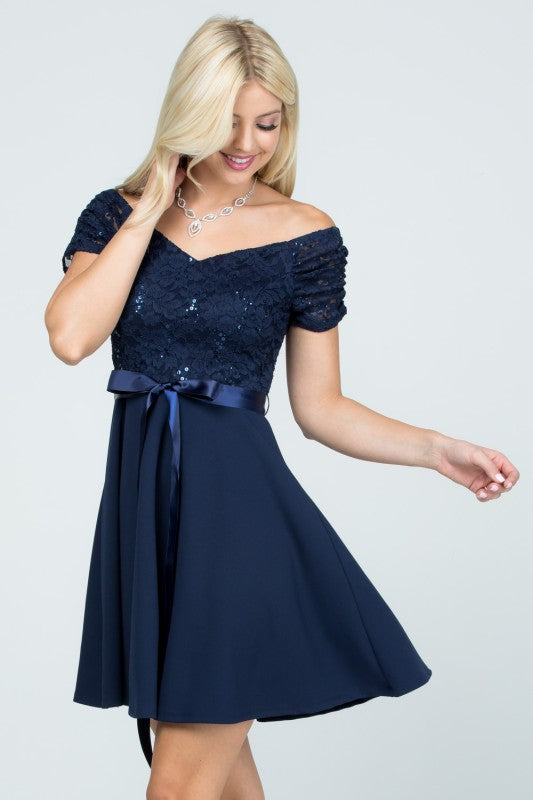 Women's Off Shoulder Flare Mini Party Dress | Zarnesh