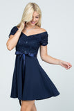 Women's Off Shoulder Flare Mini Party Dress | Zarnesh
