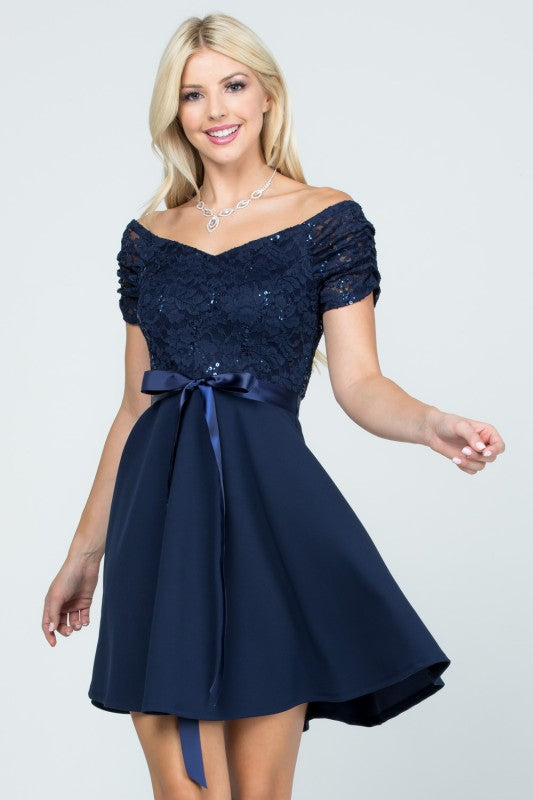 Women's Off Shoulder Flare Mini Party Dress | Zarnesh