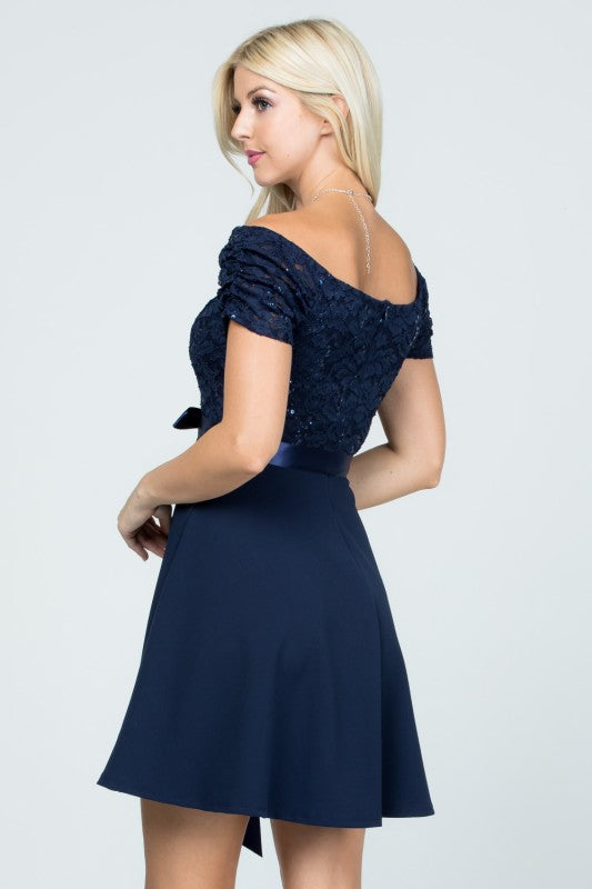 Women's Off Shoulder Flare Mini Party Dress | Zarnesh