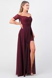 Women's Off Shoulder Sequin Lace Party Chiffon Dress | Zarnesh
