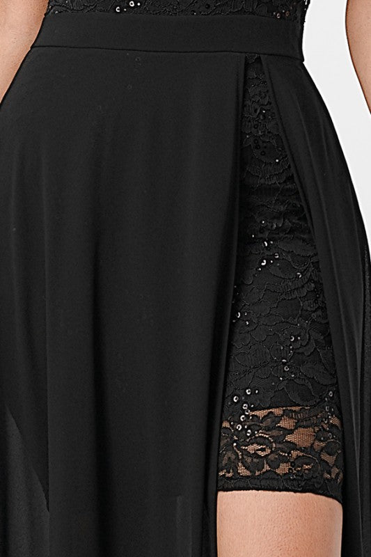 Women's Off Shoulder Sequin Lace Party Chiffon Dress | Zarnesh