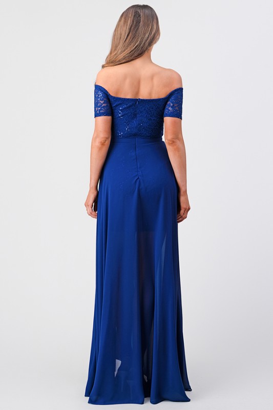 Women's Off Shoulder Sequin Lace Party Chiffon Dress | Zarnesh