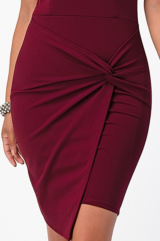 Women's Off the Shoulder Front Twist Bodycon Dress | Zarnesh