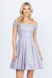Women's Off the Shoulder Skater Dress Jacquard | Zarnesh