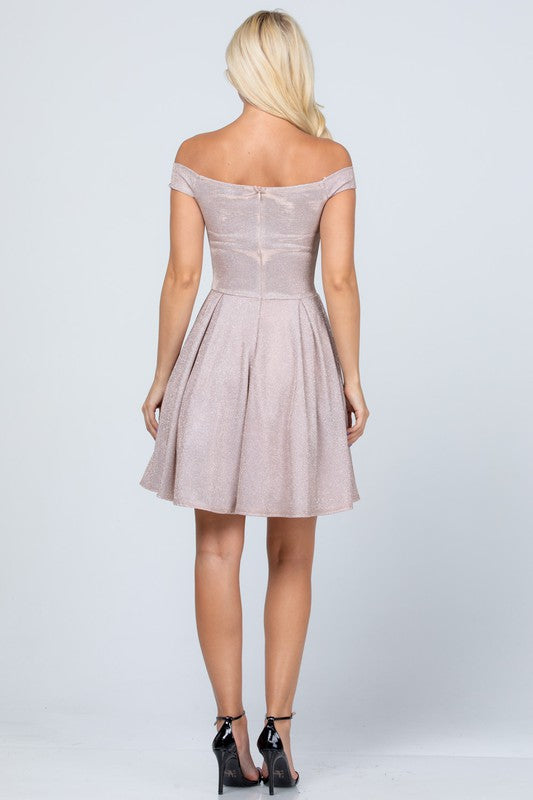 Women's Off the shoulder Skater dress Jaquard | Zarnesh