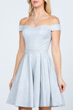 Women's Off the shoulder Skater dress Jaquard | Zarnesh
