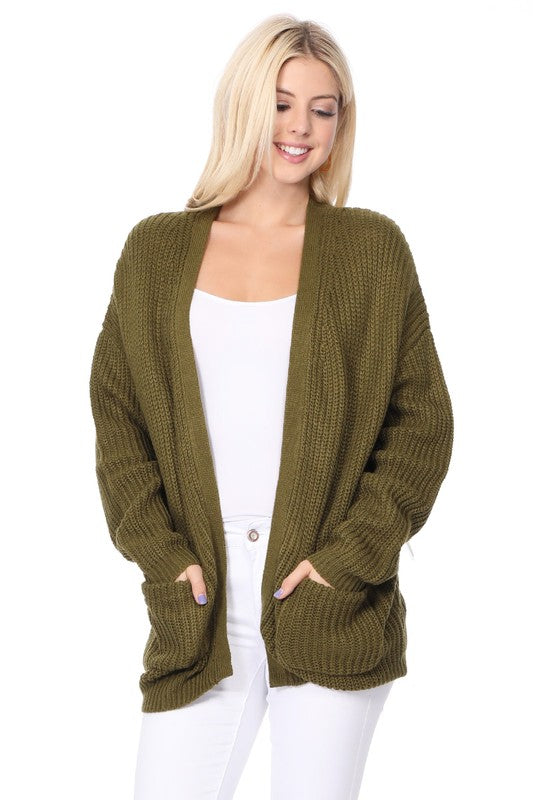 Women’s Chunky Waffle Knit Open Front Sweater Cardigan | Zarnesh
