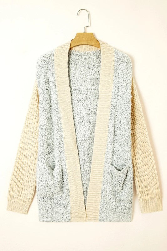Women’s Open Front Colorblock Pocketed Cardigan | Zarnesh