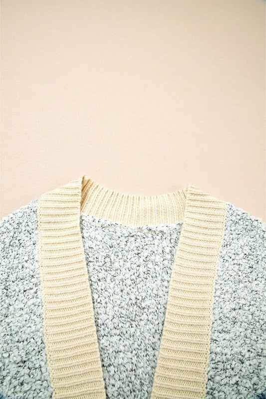 Women’s Open Front Colorblock Pocketed Cardigan | Zarnesh