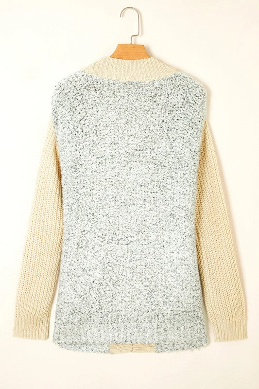 Women’s Open Front Colorblock Pocketed Cardigan | Zarnesh