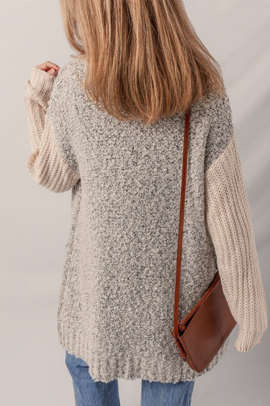 Women’s Open Front Colorblock Pocketed Cardigan | Zarnesh