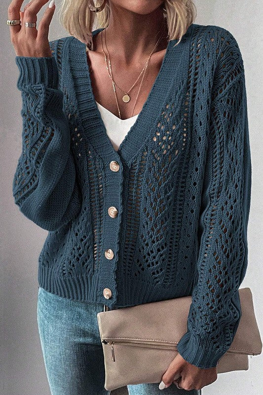 Women’s Open Knit Drop Shoulder Sweater Cardigan | Zarnesh