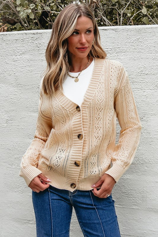 Women’s Open Knit Drop Shoulder Sweater Cardigan | Zarnesh