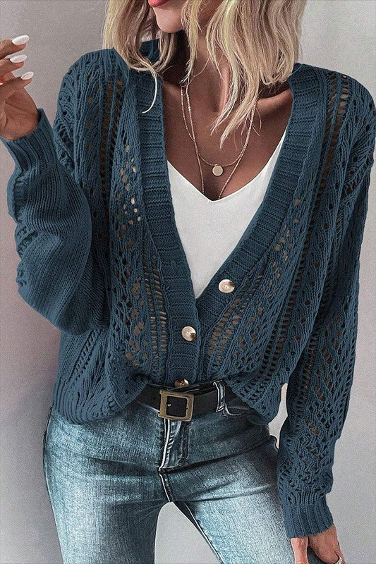 Women’s Open Knit Drop Shoulder Sweater Cardigan | Zarnesh