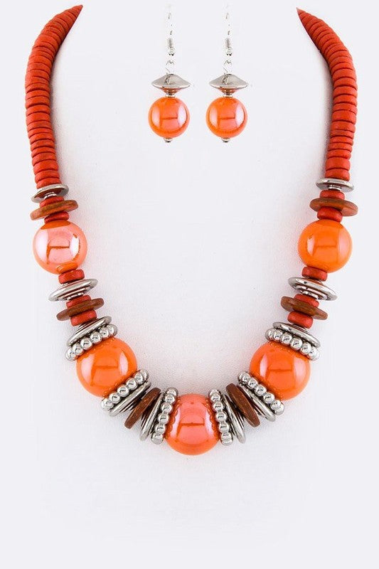 Women's  Mix Beads & Disks Necklace Set  | Zarnesh