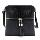 Women's Ostrich Leather  Zip Tassel Crossbody Bag | Zarnesh