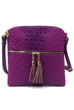 Women's Ostrich Leather  Zip Tassel Crossbody Bag | Zarnesh