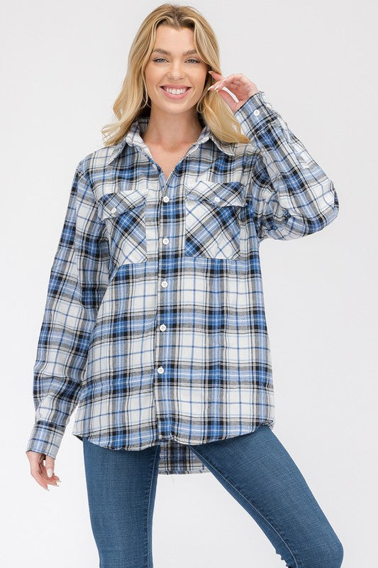 Women’s Oversize Plaid Checker Button-Down Flannel Shirt | Zarnesh