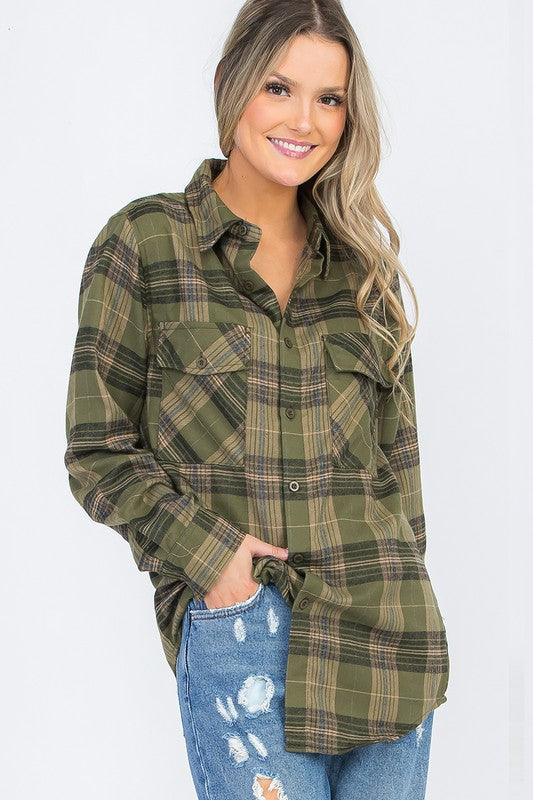 Women’s Oversize Plaid Checker Button-Down Flannel Shirt | Zarnesh