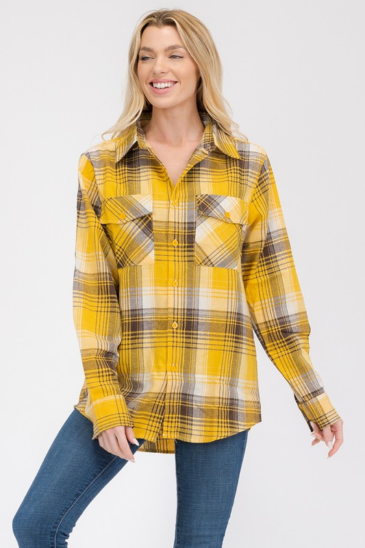 Women’s Oversize Plaid Checker Button-Down Flannel Shirt | Zarnesh