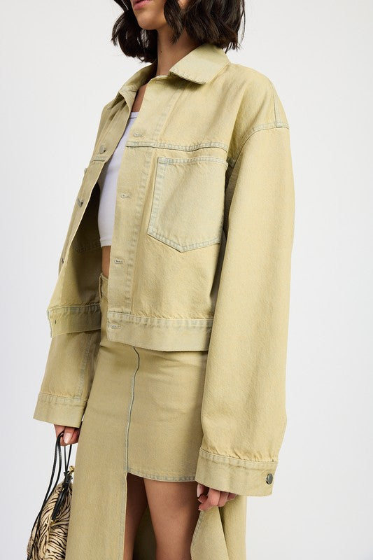 Women’s Oversized Button Closure Denim Jacket | Zarnesh