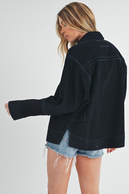 Women's Oversized Corduroy Front Button Daphne Jacket | Zarnesh