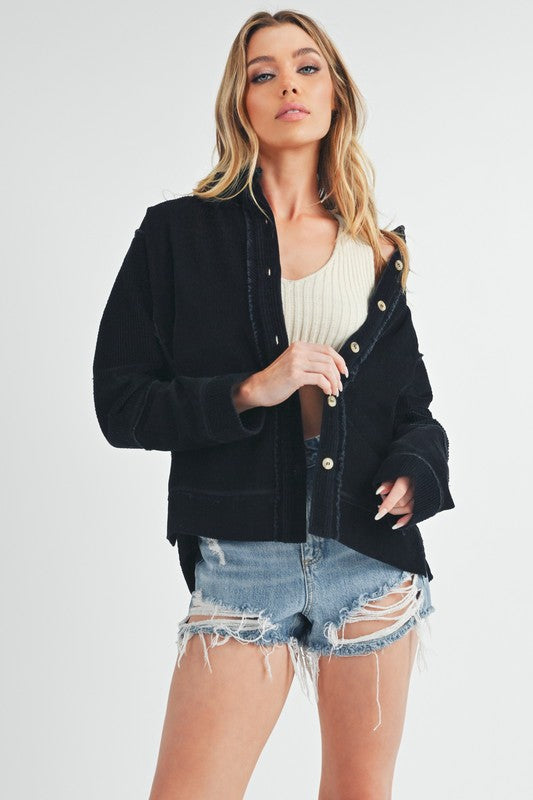 Women's Oversized Corduroy Front Button Daphne Jacket | Zarnesh