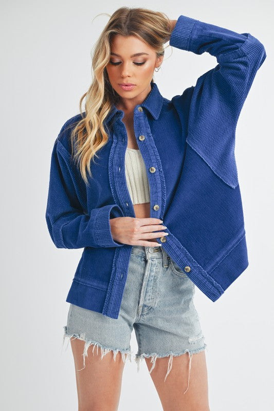 Women's Oversized Corduroy Front Button Daphne Jacket | Zarnesh