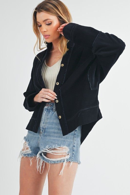 Women's Oversized Corduroy Front Button Daphne Jacket | Zarnesh