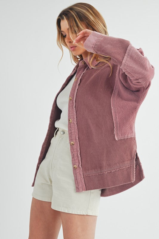 Women's Oversized Corduroy Front Button Daphne Jacket | Zarnesh