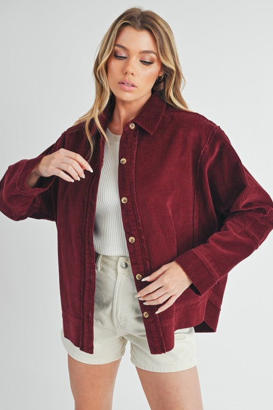 Women’s Oversized Corduroy Front Button Daphne Jacket | Zarnesh