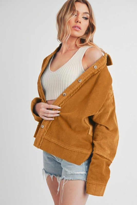 Women's Oversized Corduroy Front Button Daphne Jacket | Zarnesh