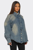 Women’s Oversized Denim Circle Button Up Shirt | Zarnesh