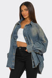 Women’s Oversized Denim Circle Button Up Shirt | Zarnesh