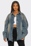 Women’s Oversized Denim Circle Button Up Shirt | Zarnesh