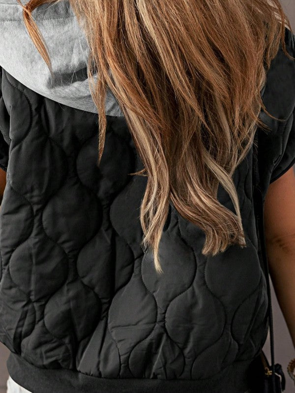Women’s Oversized Drawstring Hooded Zip Up Puffer Vest | Zarnesh