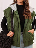 Women’s Oversized Drawstring Hooded Zip Up Puffer Vest | Zarnesh
