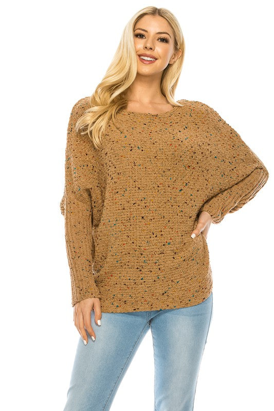 Women’s Oversized Knit Sweater with MultiColor Speckled Pattern | Zarnesh