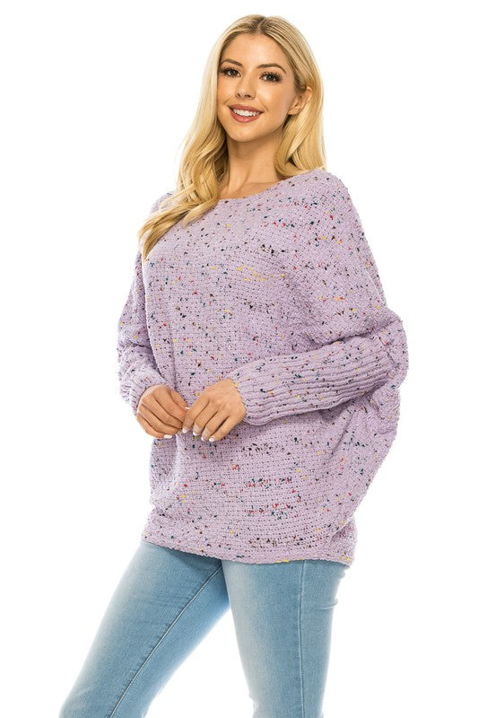 Women’s Oversized Knit Sweater with MultiColor Speckled Pattern | Zarnesh