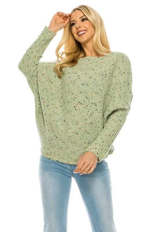 Women’s Oversized Knit Sweater with MultiColor Speckled Pattern | Zarnesh