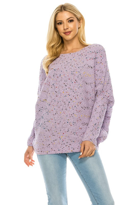 Women’s Oversized Knit Sweater with MultiColor Speckled Pattern | Zarnesh