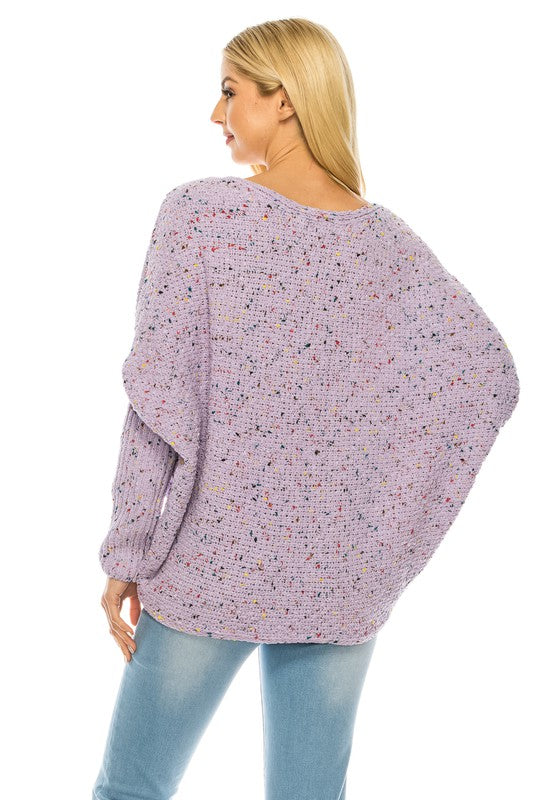 Women’s Oversized Knit Sweater with MultiColor Speckled Pattern | Zarnesh