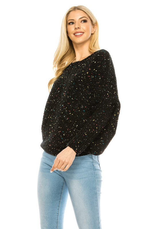 Women’s Oversized Knit Sweater with MultiColor Speckled Pattern | Zarnesh