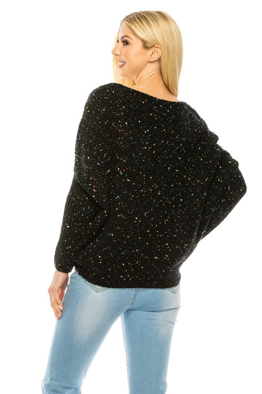 Women’s Oversized Knit Sweater with MultiColor Speckled Pattern | Zarnesh
