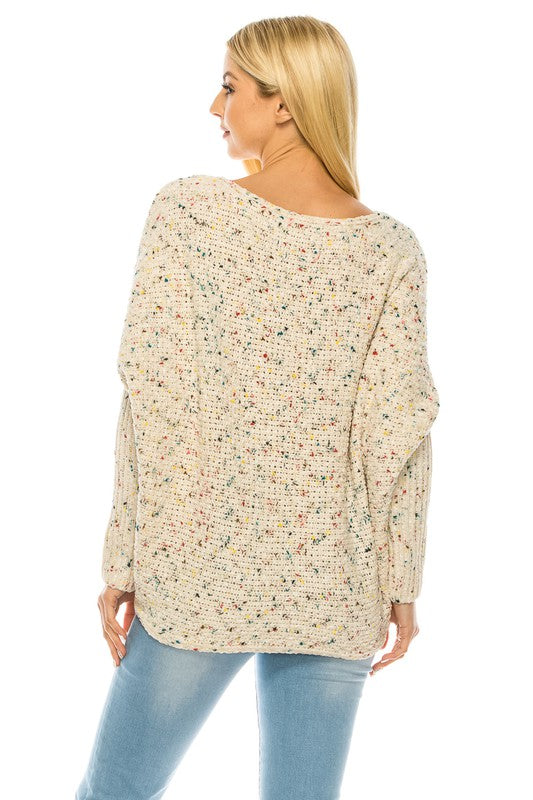 Women’s Oversized Knit Sweater with MultiColor Speckled Pattern | Zarnesh