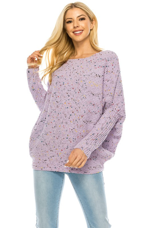 Women’s Oversized Knit Sweater with MultiColor Speckled Pattern | Zarnesh